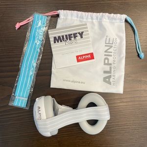 NWOT ALPINE Muffy baby hearing / ear protection (1 blue strap, 1 grey) - 0-36M